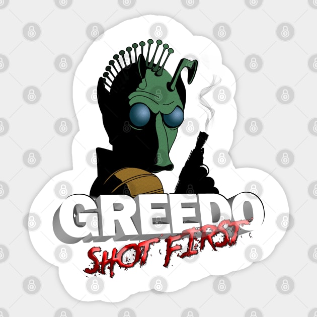 Shot First Sticker by Doc Multiverse Designs